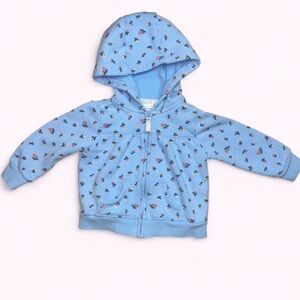 Carter's Light Blue Floral Hooded Zip-Up Sweatshirt
